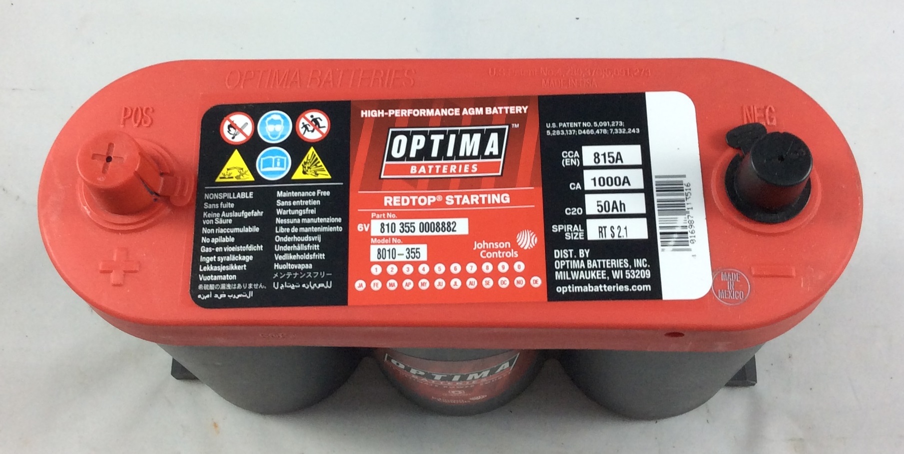 BATTERIA OPTIMA 6V 50AH 800A(EN) RTS2.1