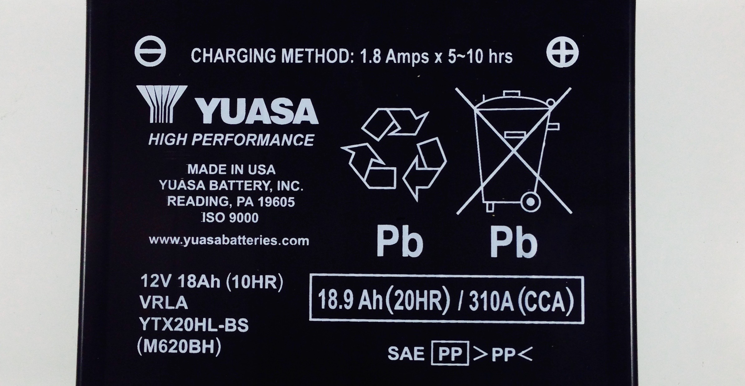 BATTERIA MOTO-SCOOTER YUASA 12V 18AH YTX20HL-BS SIGILLATA HIGH PERFORMANCE