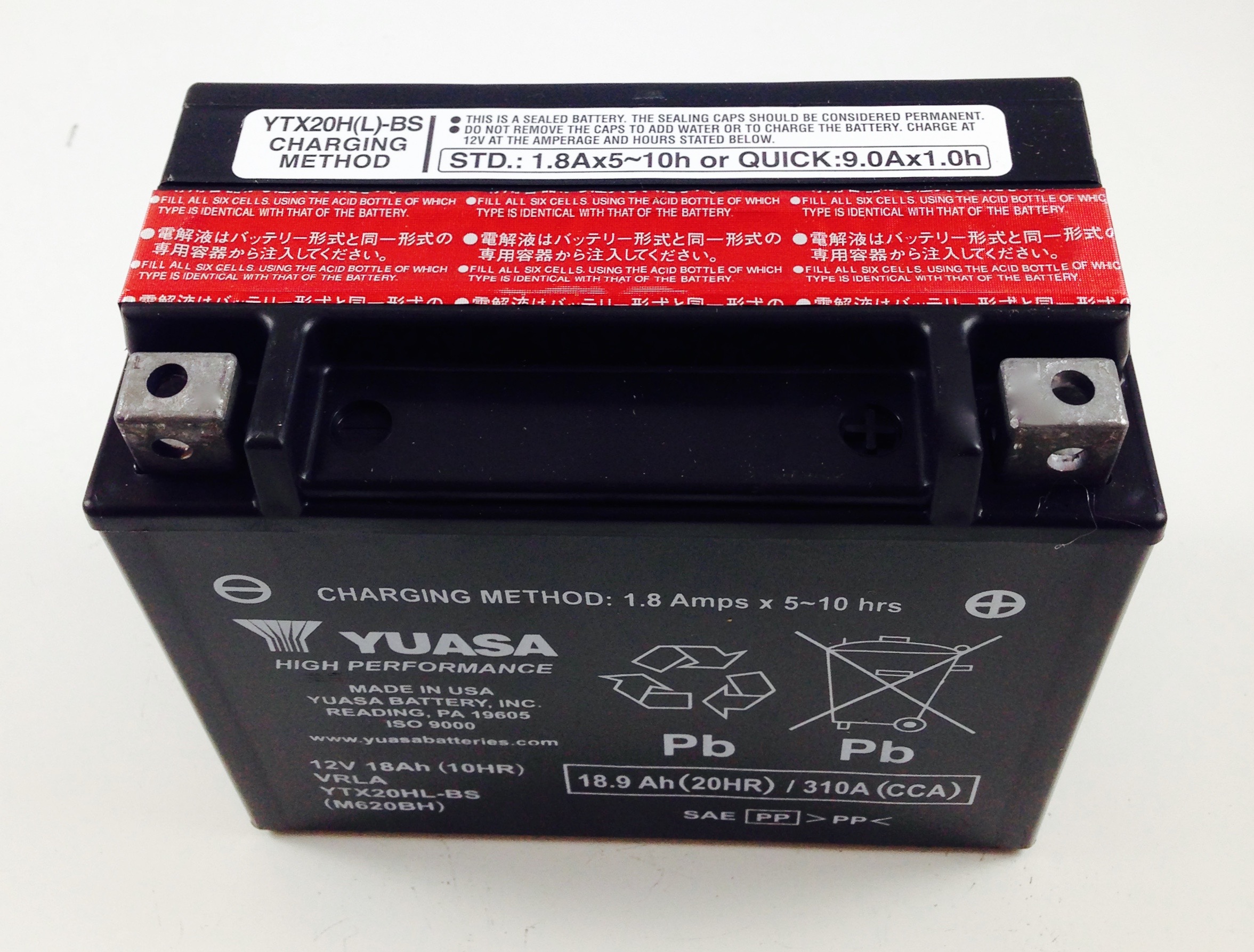 BATTERIA MOTO-SCOOTER YUASA 12V 18AH YTX20HL-BS SIGILLATA HIGH PERFORMANCE