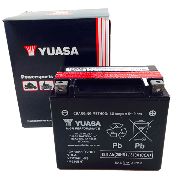 BATTERIA MOTO-SCOOTER YUASA 12V 18AH YTX20H-BS SIGILLATA HIGH PERFORMANCE